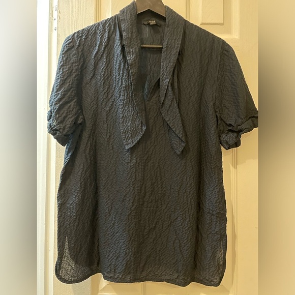 COS Dresses & Skirts - COS Blue Linen Tie Neck Shirt